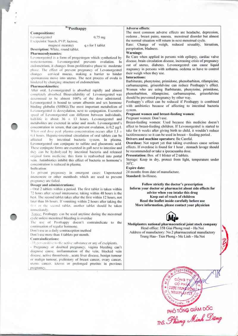 thông tin, cách dùng, giá thuốc Posthappy - ảnh 1