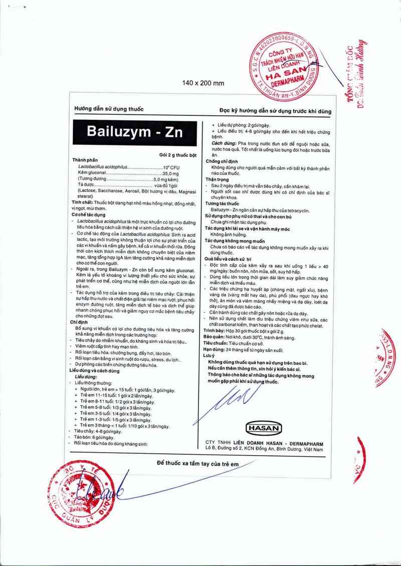 thông tin, cách dùng, giá thuốc Bailuzym-Zn - ảnh 2