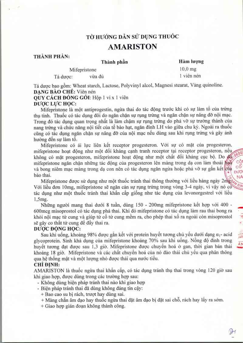 thông tin, cách dùng, giá thuốc Amariston - ảnh 2