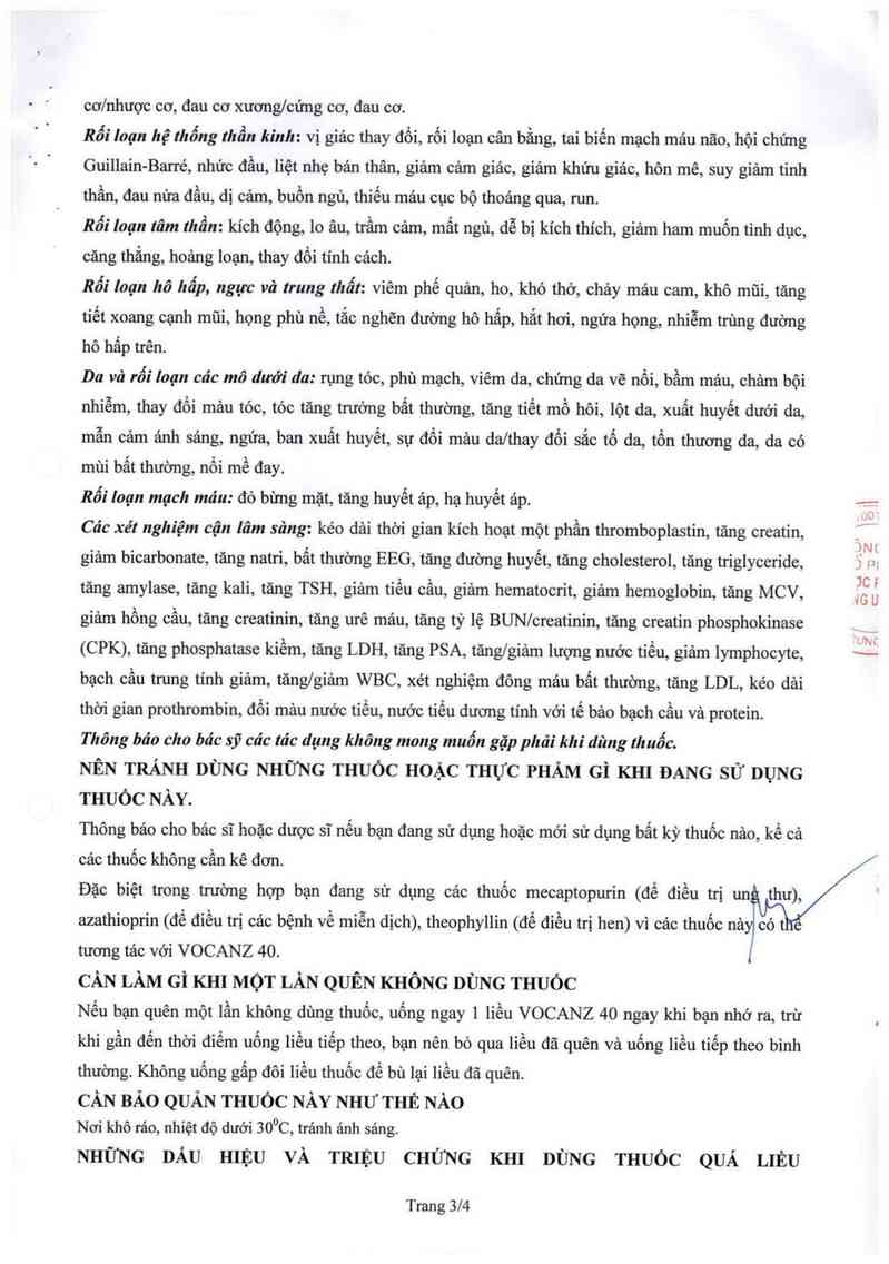 thông tin, cách dùng, giá thuốc Vocanz 40 - ảnh 9