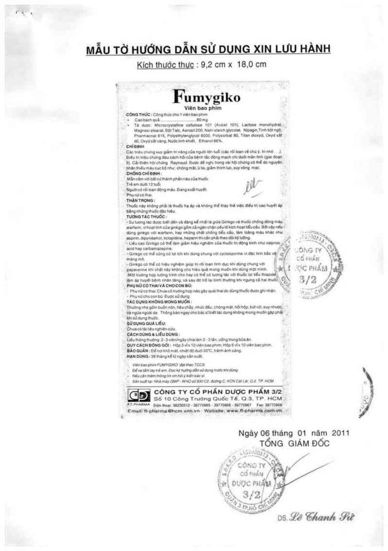 thông tin, cách dùng, giá thuốc Fumygiko - ảnh 3
