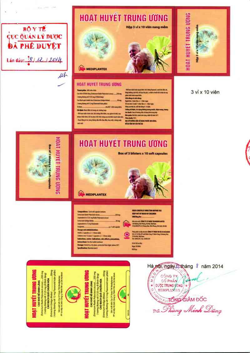thông tin, cách dùng, giá thuốc Hoạt huyết trung ương - ảnh 0