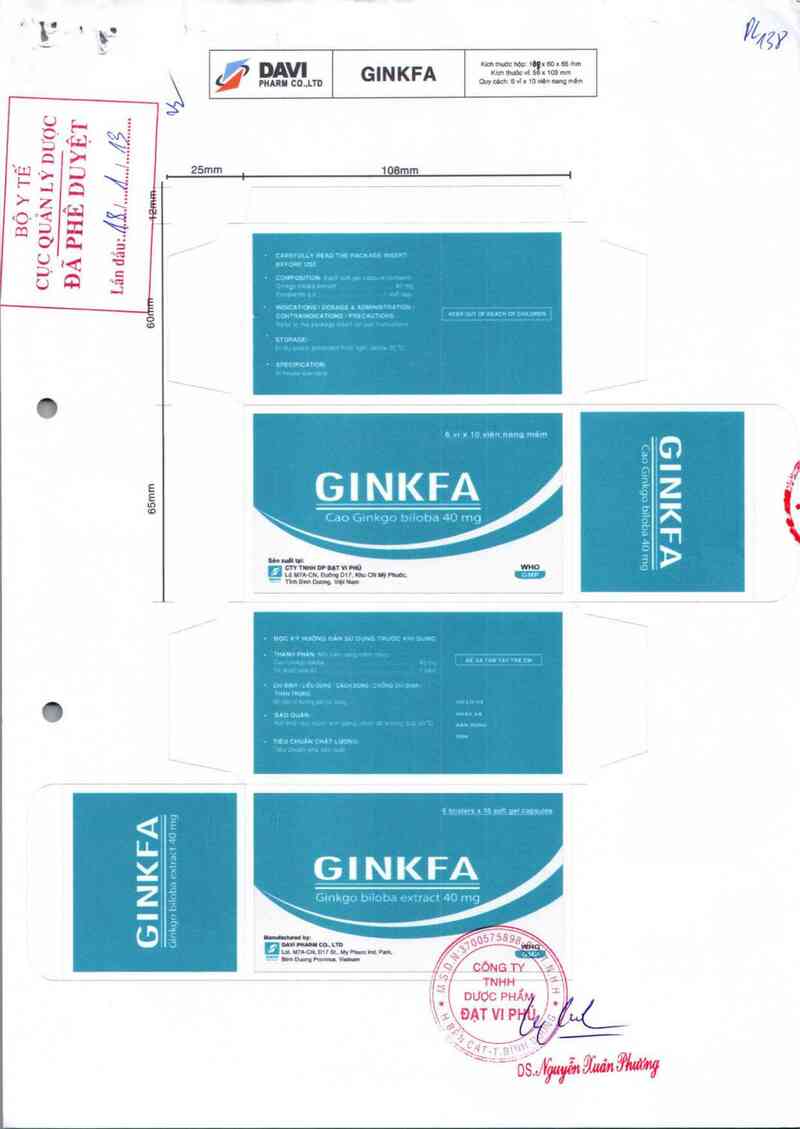 thông tin, cách dùng, giá thuốc GINKFA - ảnh 0