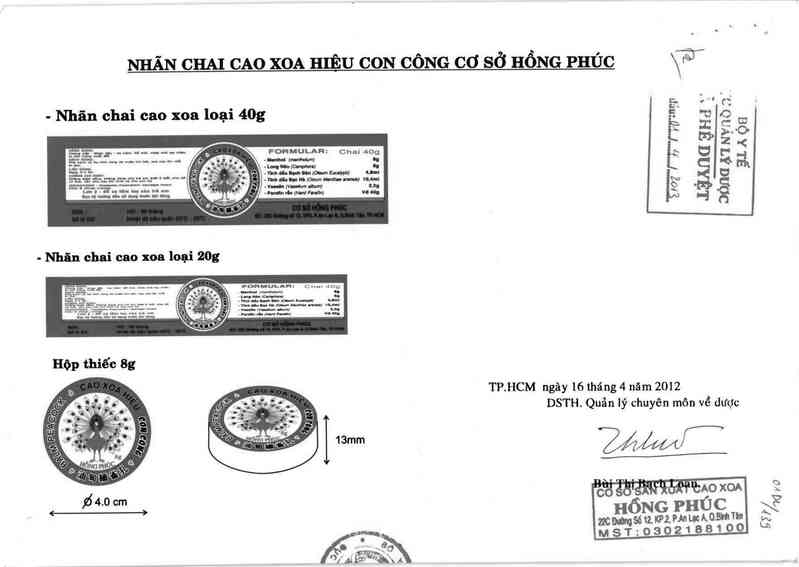 thông tin, cách dùng, giá thuốc Cao xoa Hiệu con công - ảnh 0