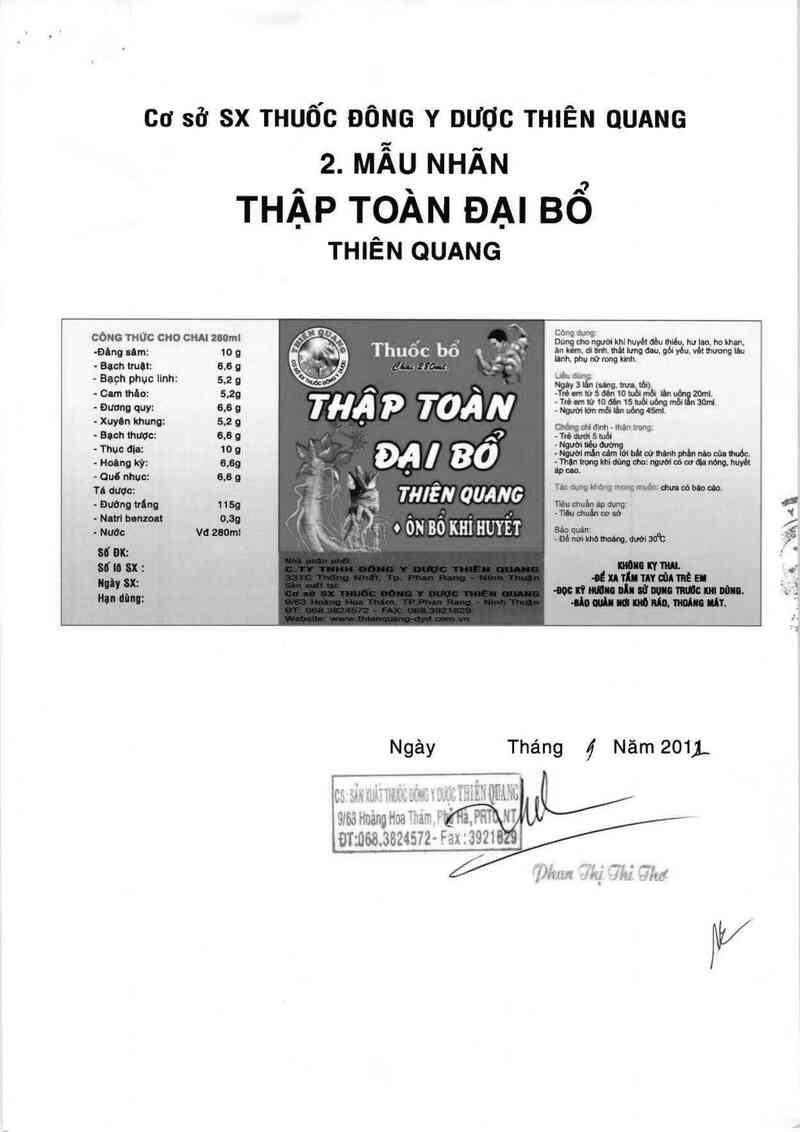 thông tin, cách dùng, giá thuốc Thập toàn đại bổ Thiên Quang - ảnh 1