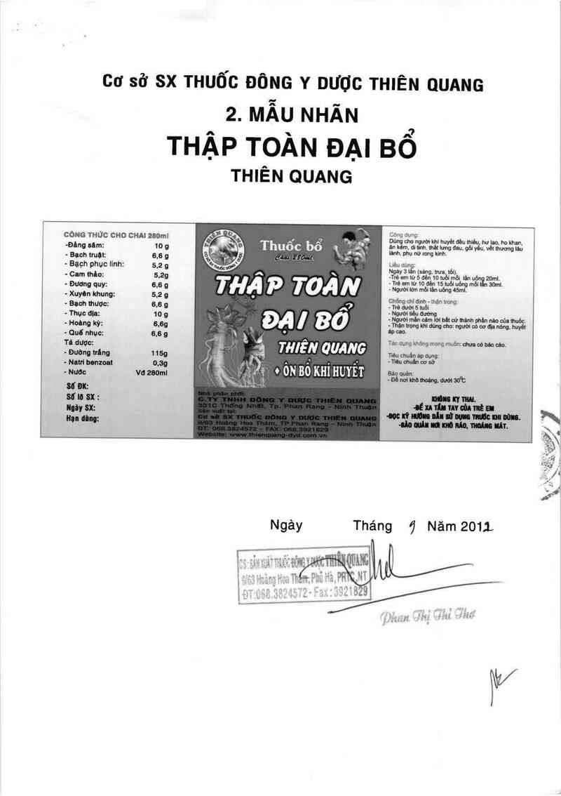 thông tin, cách dùng, giá thuốc Thập toàn đại bổ Thiên Quang - ảnh 3