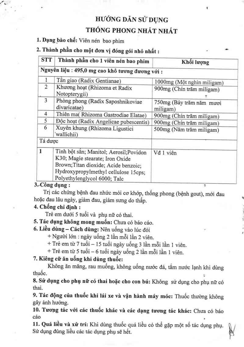 thông tin, cách dùng, giá thuốc Thống phong Nhất Nhất - ảnh 4