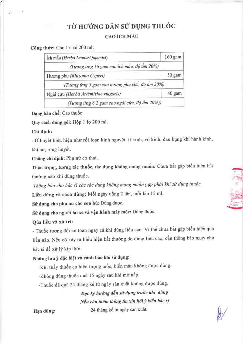 thông tin, cách dùng, giá thuốc Cao ích mẫu - ảnh 1