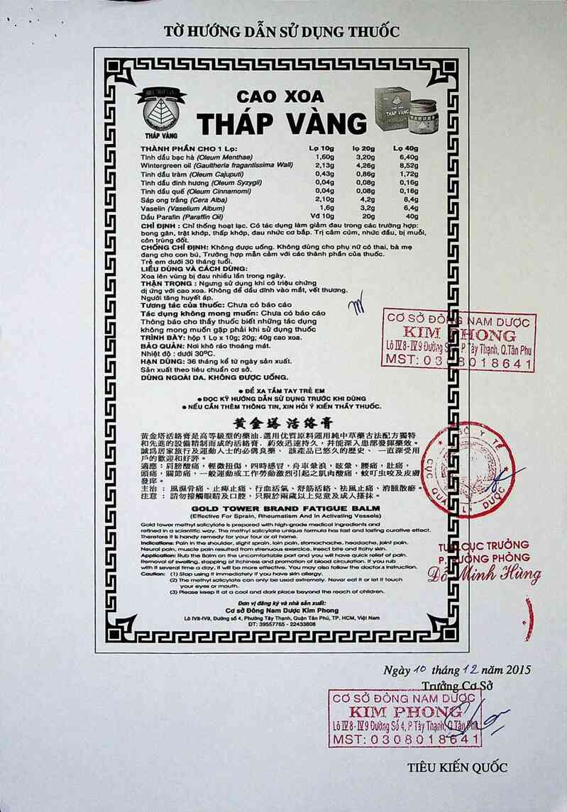thông tin, cách dùng, giá thuốc Cao xoa tháp vàng - ảnh 6