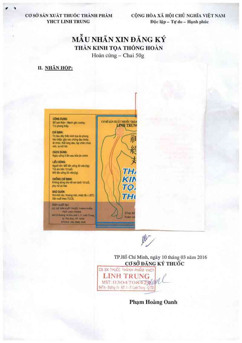 thông tin, cách dùng, giá thuốc Thần kinh tọa thống hoàn - ảnh 1