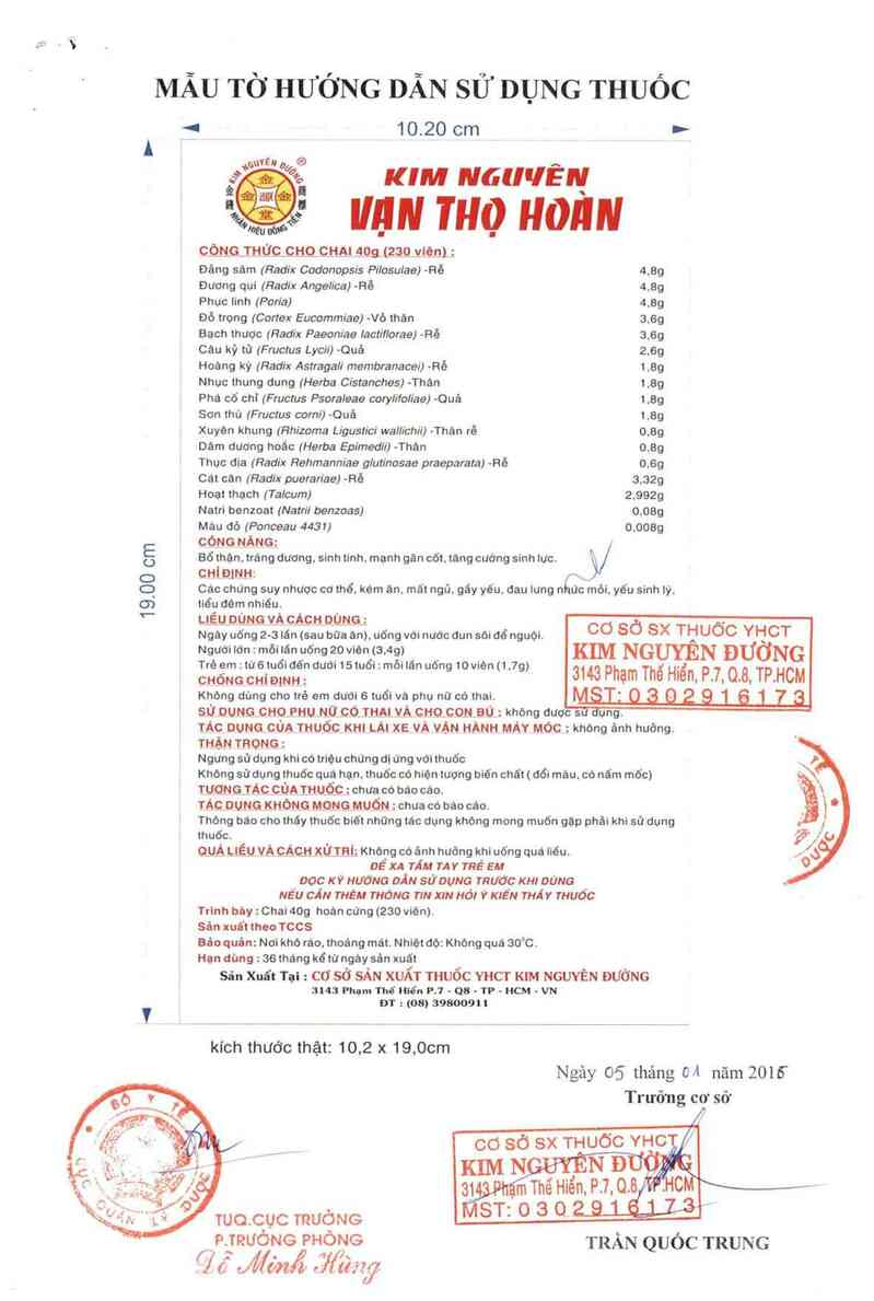 thông tin, cách dùng, giá thuốc Kim nguyên vạn thọ hoàn - ảnh 2