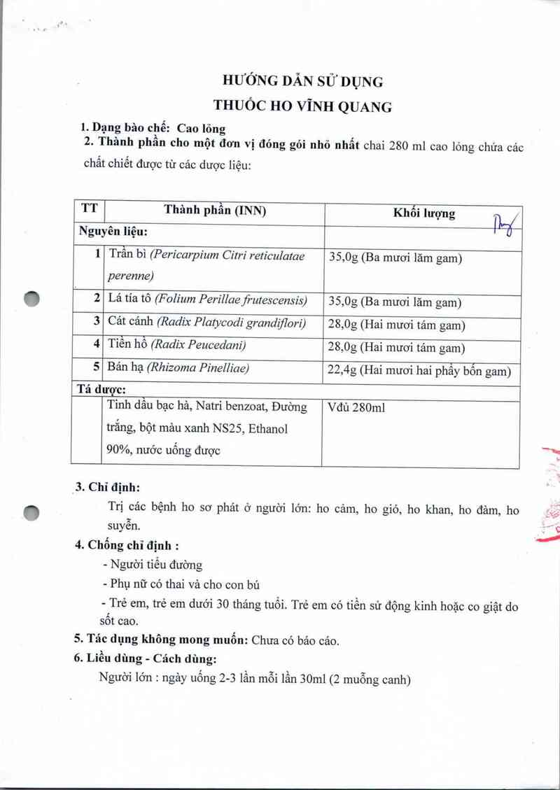 thông tin, cách dùng, giá thuốc Thuốc ho vĩnh quang - ảnh 2