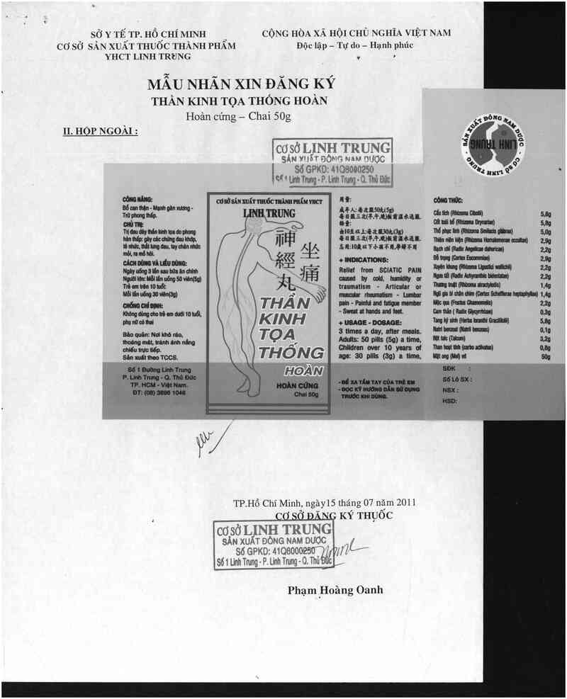 thông tin, cách dùng, giá thuốc Thần kinh tọa thống hoàn - ảnh 1