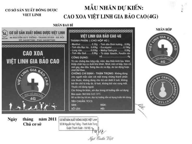 thông tin, cách dùng, giá thuốc Cao xoa việt linh gia bảo cao - ảnh 0
