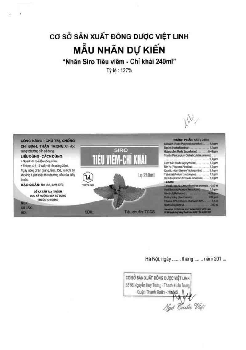 thông tin, cách dùng, giá thuốc Siro Tiêu viêm chỉ khái - ảnh 1