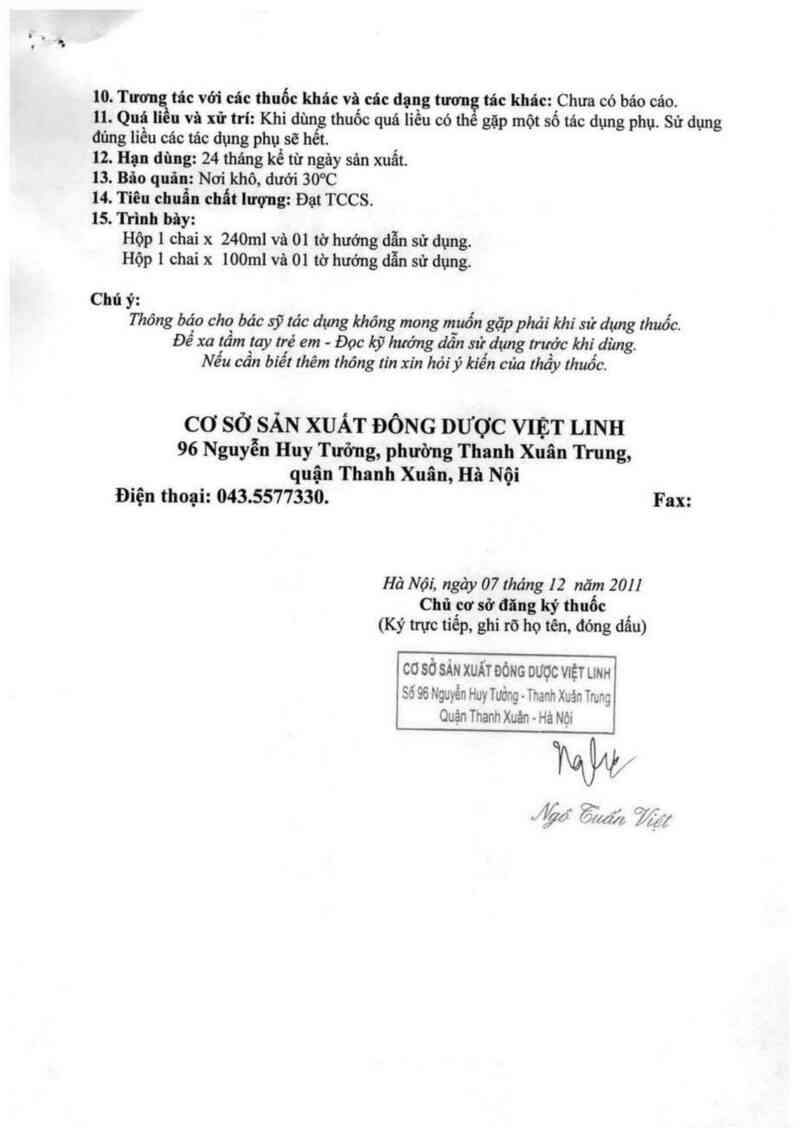 thông tin, cách dùng, giá thuốc Siro Tiêu viêm chỉ khái - ảnh 7
