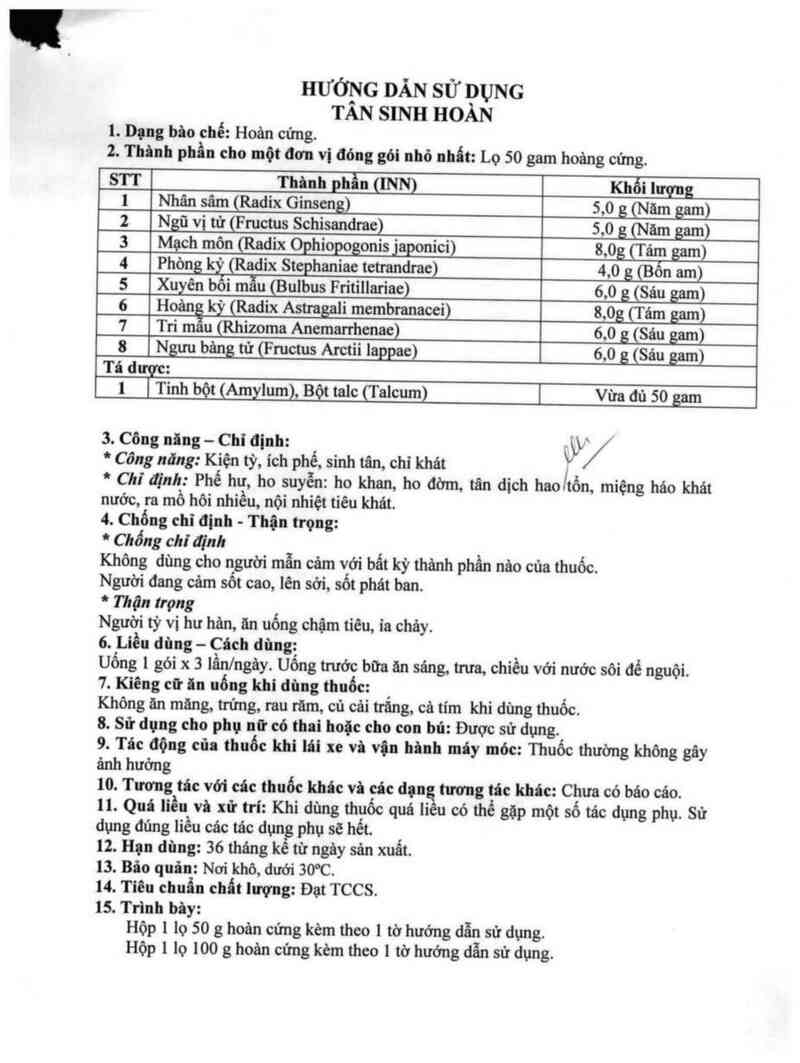 thông tin, cách dùng, giá thuốc Tân sinh hoàn - ảnh 1