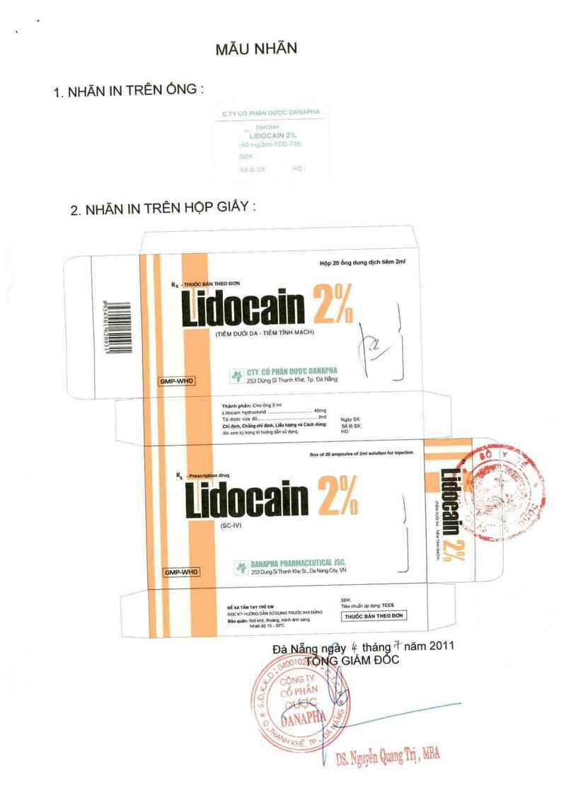 thông tin, cách dùng, giá thuốc Lidocain 2% - ảnh 0
