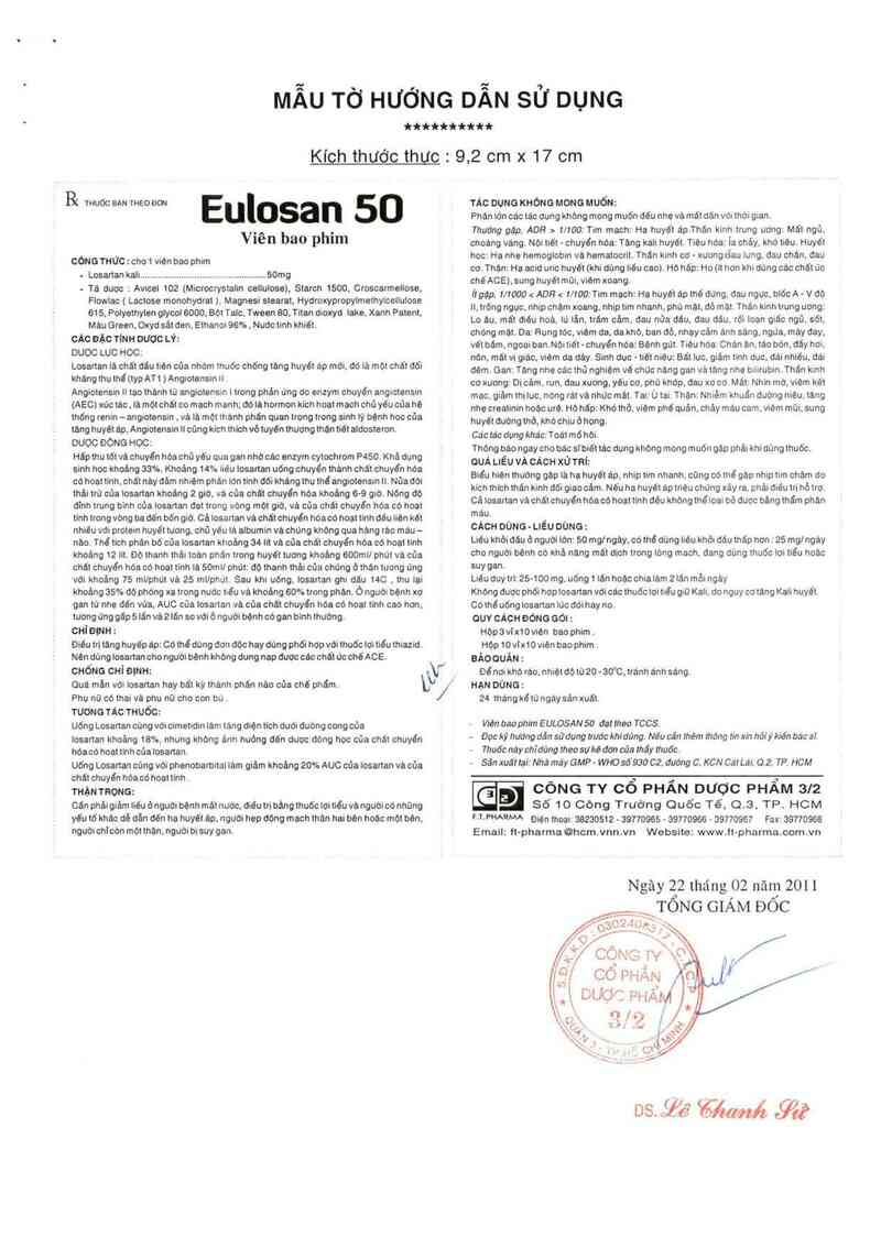 thông tin, cách dùng, giá thuốc Eulosan 50 - ảnh 2