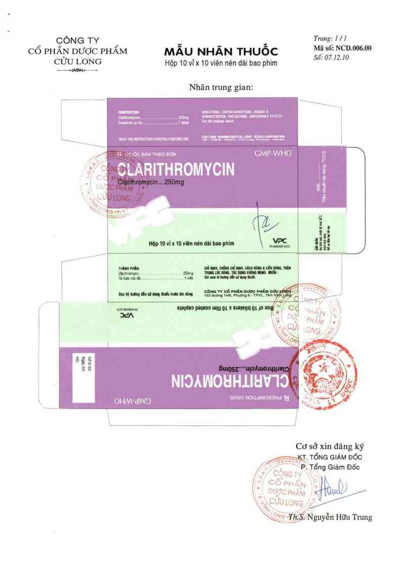 thông tin, cách dùng, giá thuốc Clarithromycin 250 mg - ảnh 2