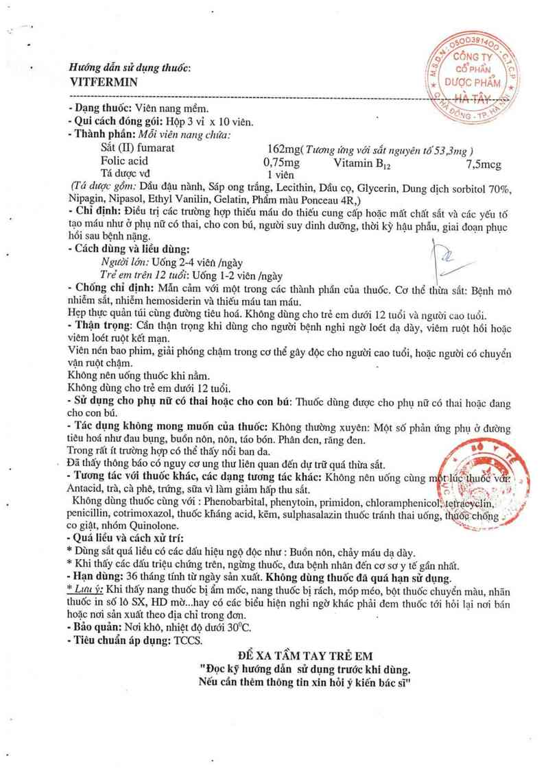 thông tin, cách dùng, giá thuốc Vitfermin - ảnh 1