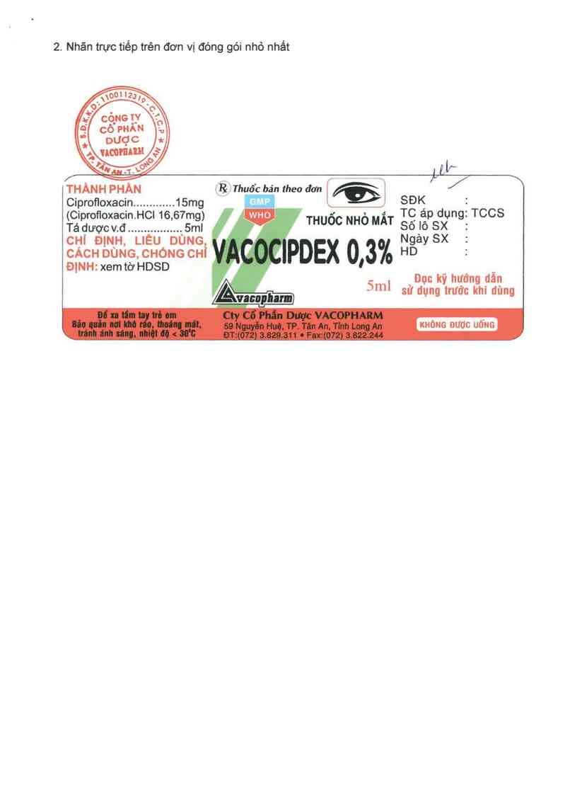 thông tin, cách dùng, giá thuốc VacoCipdex 0,3% - ảnh 1