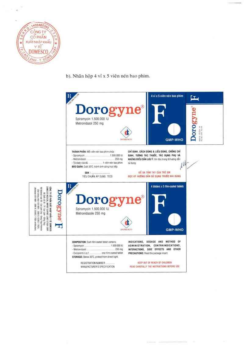 thông tin, cách dùng, giá thuốc Dorogyne F - ảnh 1