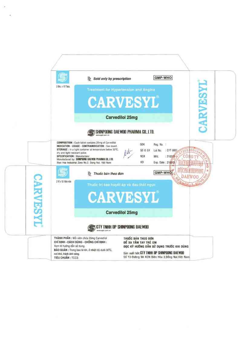 thông tin, cách dùng, giá thuốc Carvesyl - ảnh 1