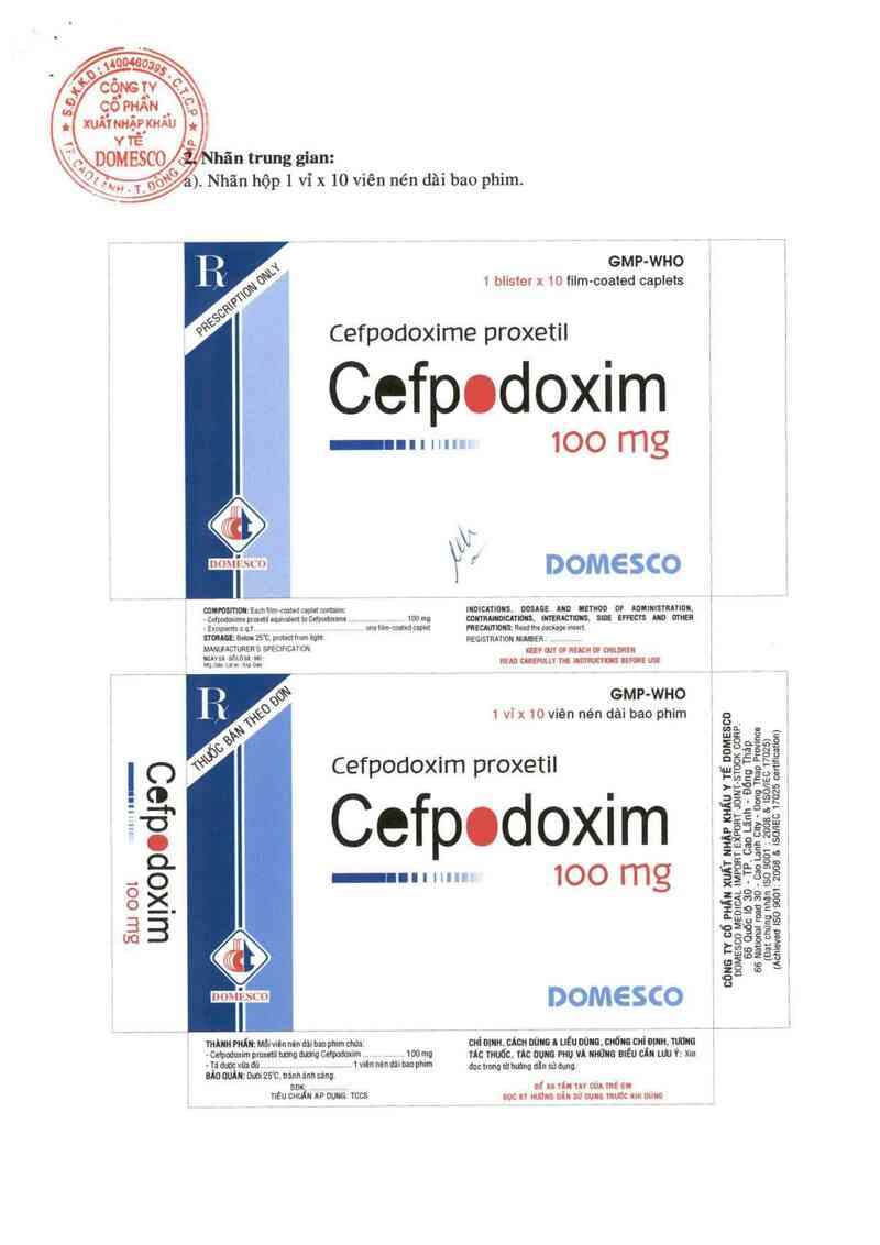thông tin, cách dùng, giá thuốc Cefpodoxim 100 mg - ảnh 0