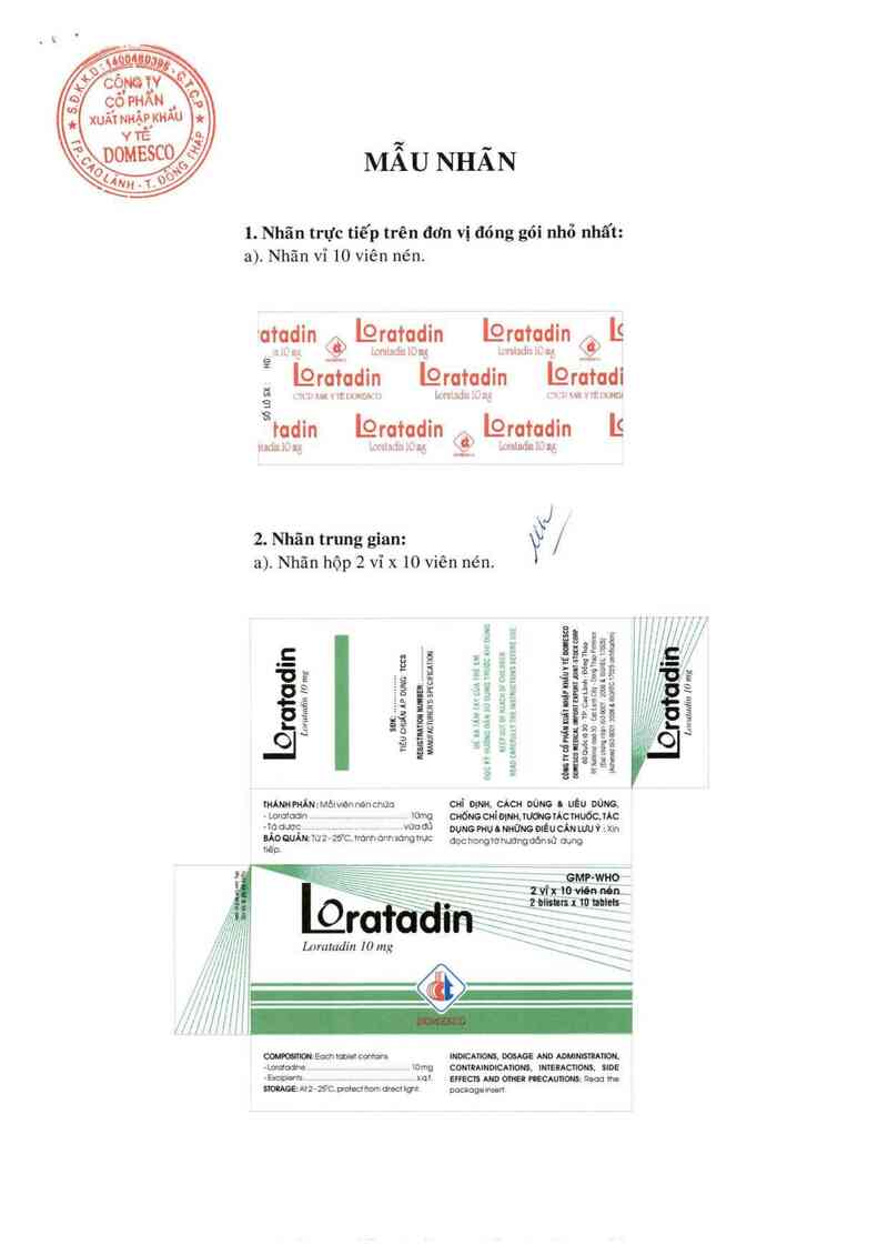 thông tin, cách dùng, giá thuốc Loratadin 10 mg - ảnh 0