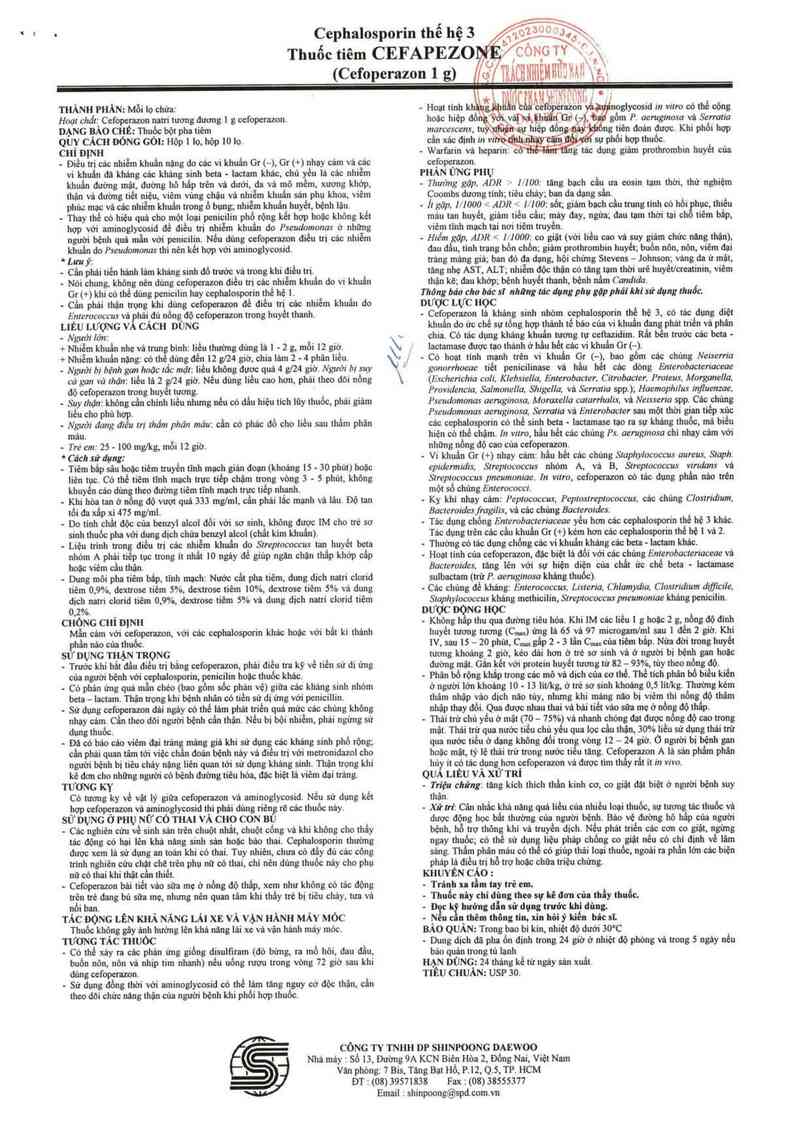 thông tin, cách dùng, giá thuốc Cefapezone - ảnh 3