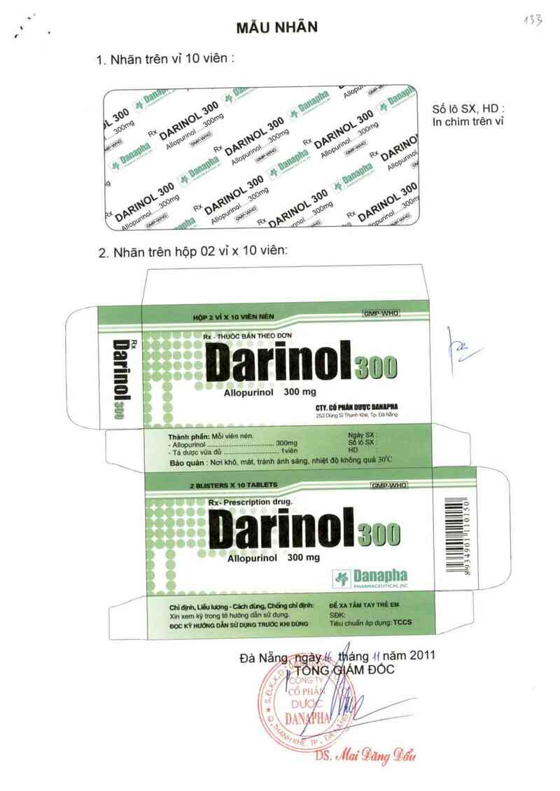 thông tin, cách dùng, giá thuốc Darinol 300 - ảnh 0