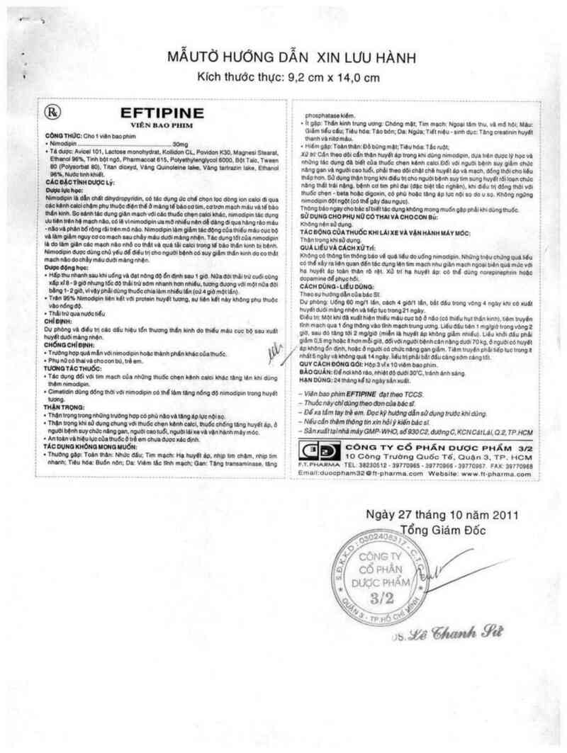 thông tin, cách dùng, giá thuốc Eftipine - ảnh 1