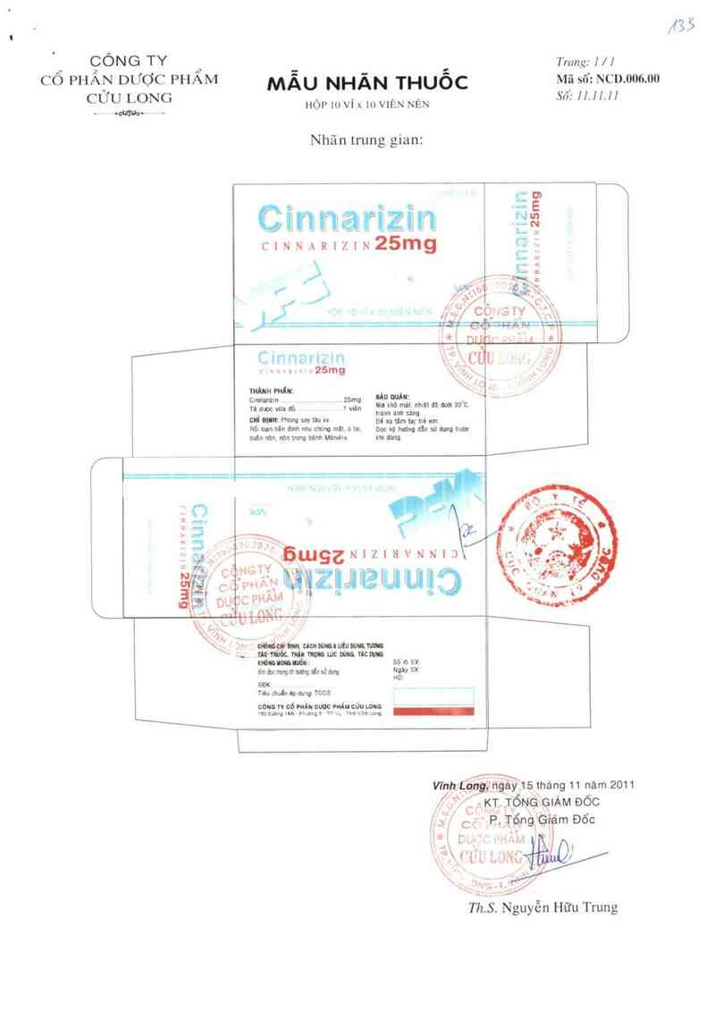 thông tin, cách dùng, giá thuốc Cinnarizin 25mg - ảnh 1