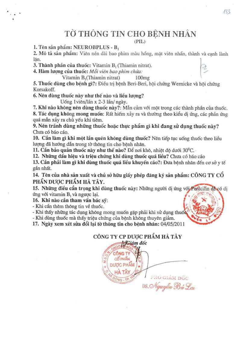 thông tin, cách dùng, giá thuốc NeuroBPlus-B1 - ảnh 2