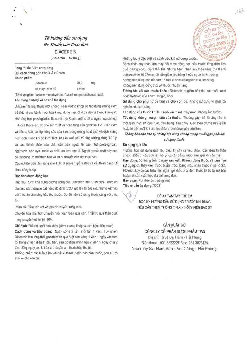 thông tin, cách dùng, giá thuốc Diacerein - ảnh 2