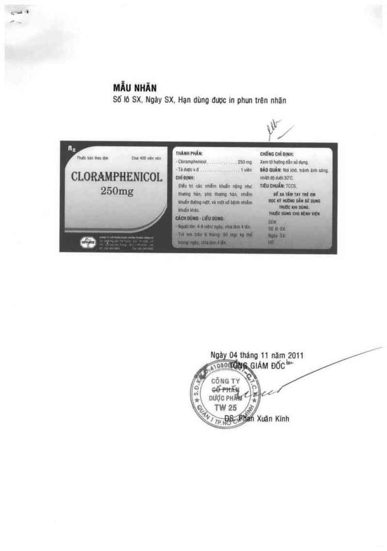 thông tin, cách dùng, giá thuốc Cloramphenicol 250 mg - ảnh 0