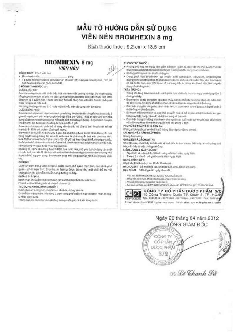 thông tin, cách dùng, giá thuốc Bromhexin 8 mg - ảnh 3