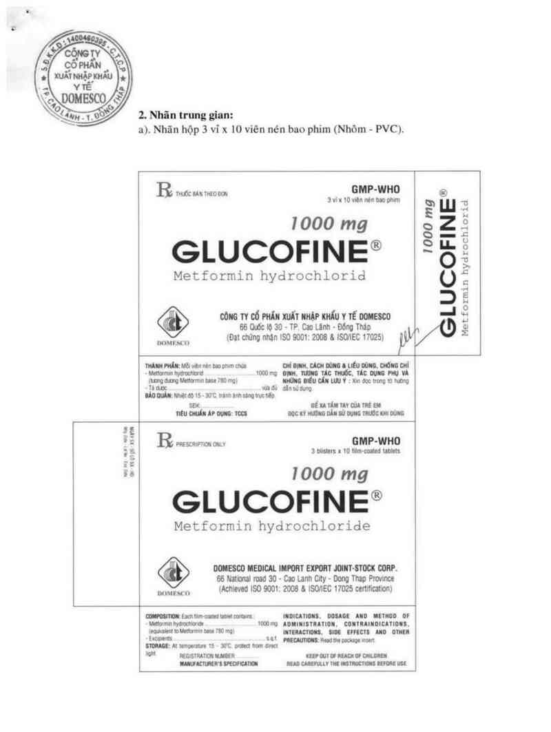 thông tin, cách dùng, giá thuốc Glucofine 1000 mg - ảnh 1
