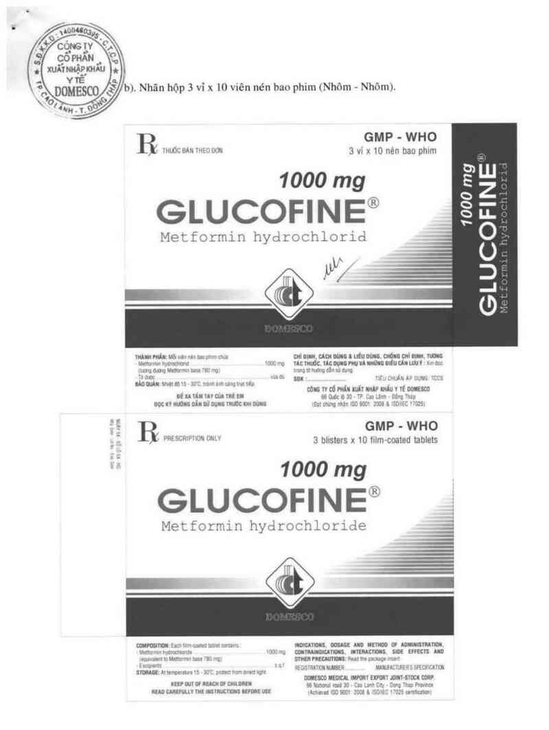 thông tin, cách dùng, giá thuốc Glucofine 1000 mg - ảnh 2