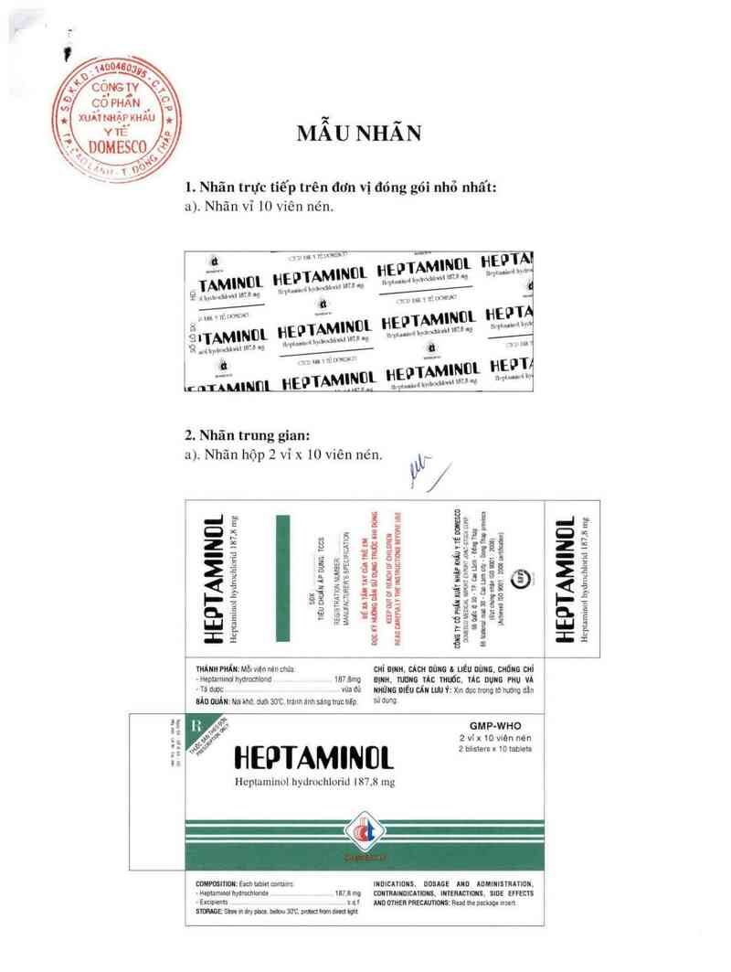 thông tin, cách dùng, giá thuốc Heptaminol 187,8mg - ảnh 0
