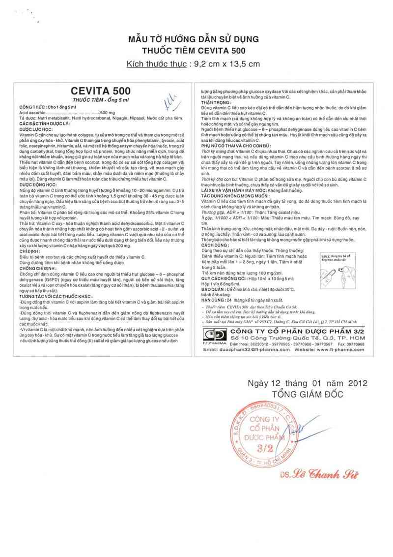 thông tin, cách dùng, giá thuốc Cevita 500 - ảnh 2