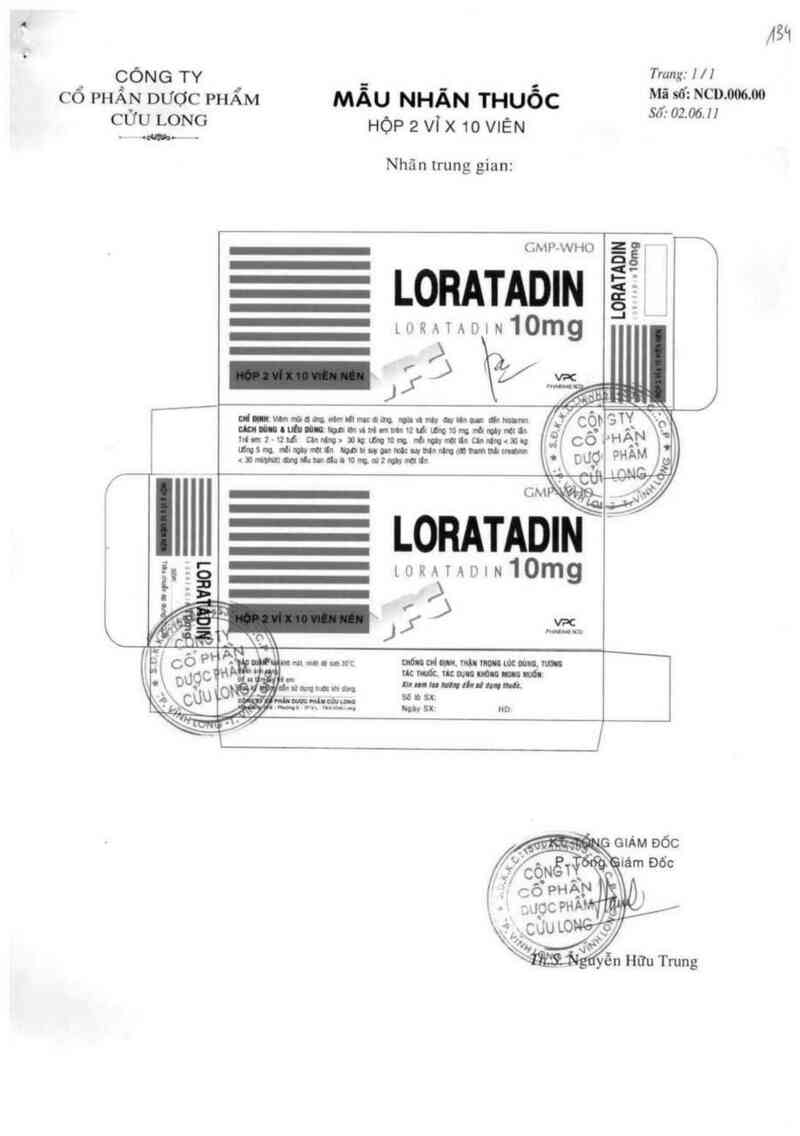 thông tin, cách dùng, giá thuốc Loratadin 10mg - ảnh 0