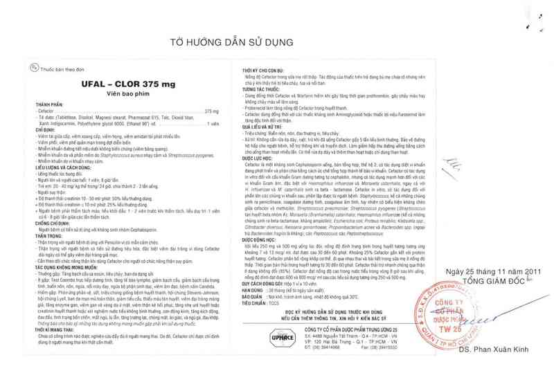 thông tin, cách dùng, giá thuốc Ufal - Clor 375 mg - ảnh 1