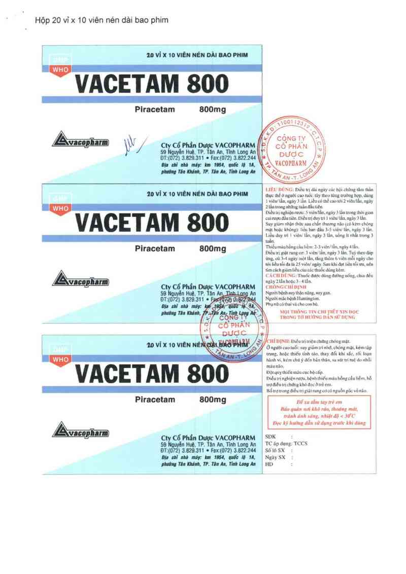 thông tin, cách dùng, giá thuốc Vacetam 800 - ảnh 3