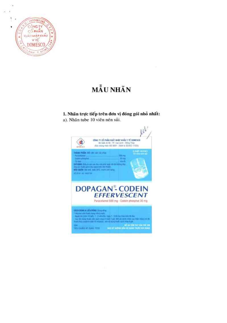 thông tin, cách dùng, giá thuốc Dopagan-Codein effervescent - ảnh 0