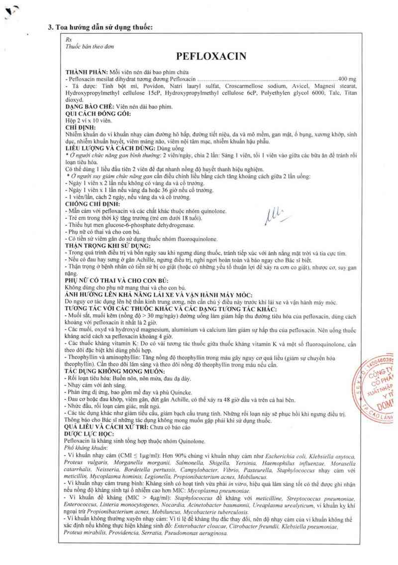 thông tin, cách dùng, giá thuốc Pefloxacin - ảnh 2