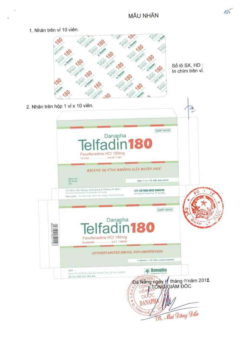 thông tin, cách dùng, giá thuốc Danapha-Telfadin 180 - ảnh 0