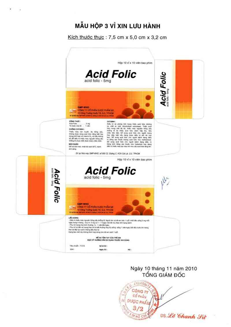 thông tin, cách dùng, giá thuốc Acid Folic 5 mg - ảnh 0