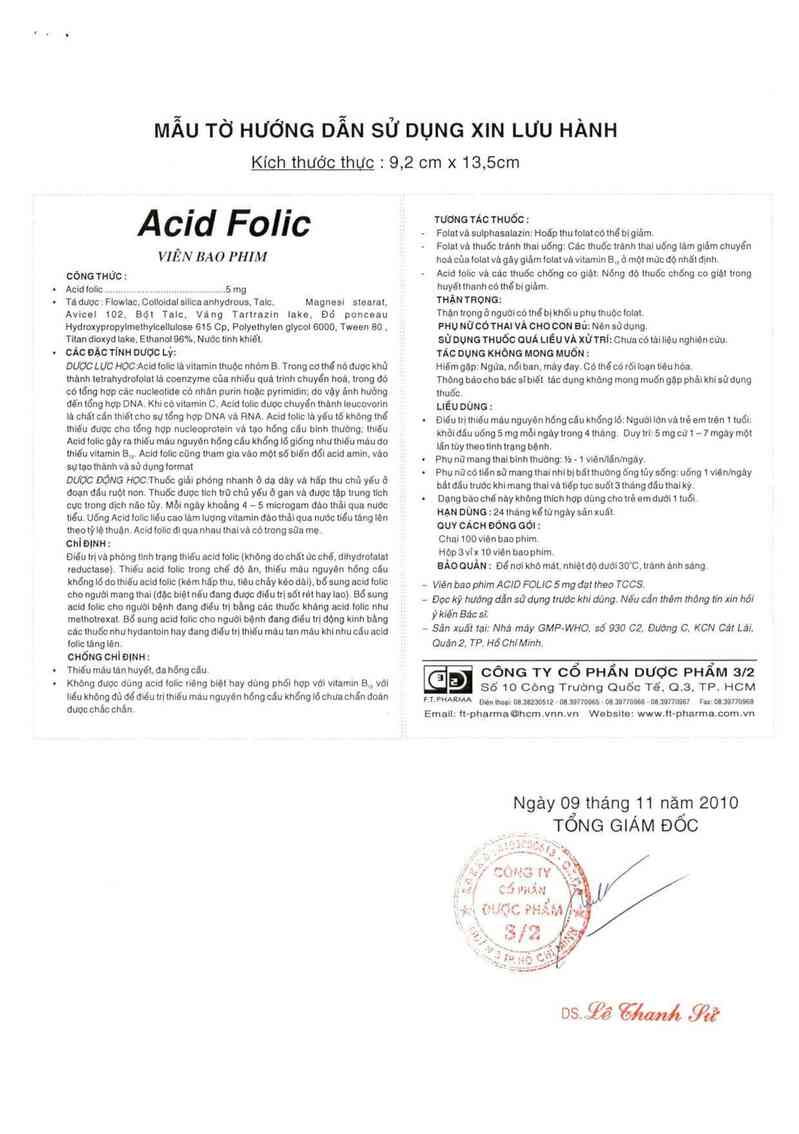 thông tin, cách dùng, giá thuốc Acid Folic 5 mg - ảnh 5